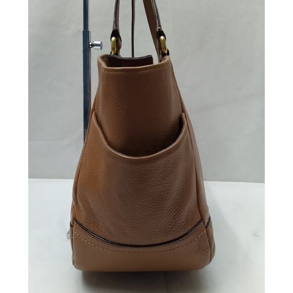 Coach Brown Pebbled Leather Double Handles Zipper Tote Bag - Picture 5 of 16